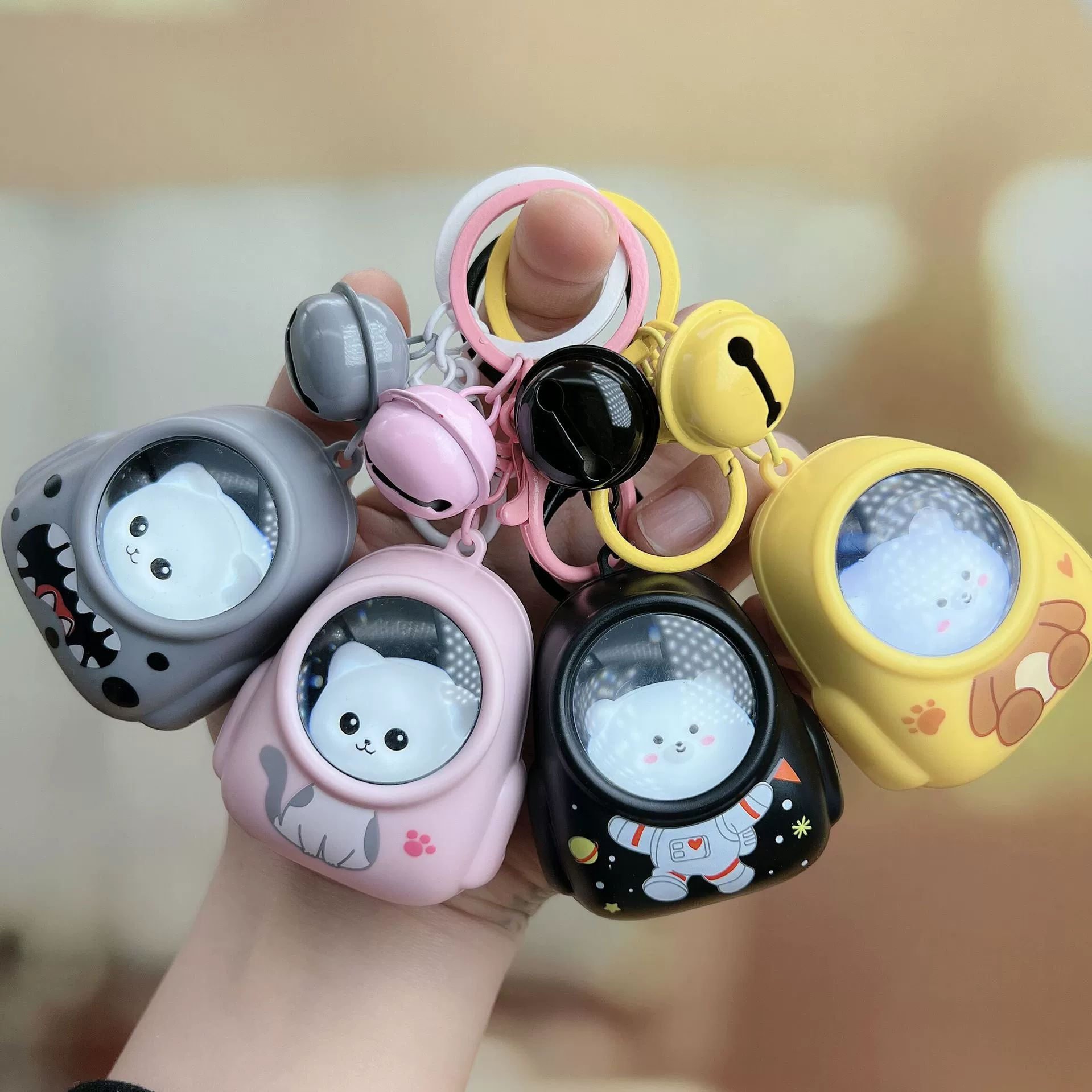 Cute Bear Bag Small Night Light Keychains Kawaii Bags Hang Web Celebrity Atmosphere Light Key Chain