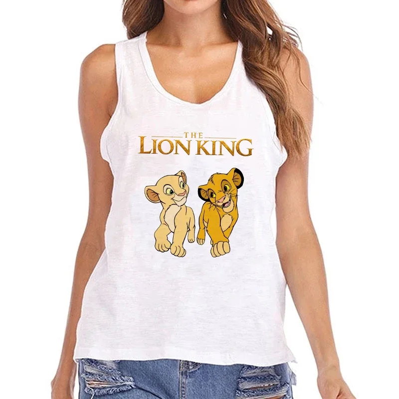 Anime Hakuna Matata rompi kaus Tnak atasan Disney The Lion King kaus potong wanita kaus Crop Top wanita pakaian kaus atasan