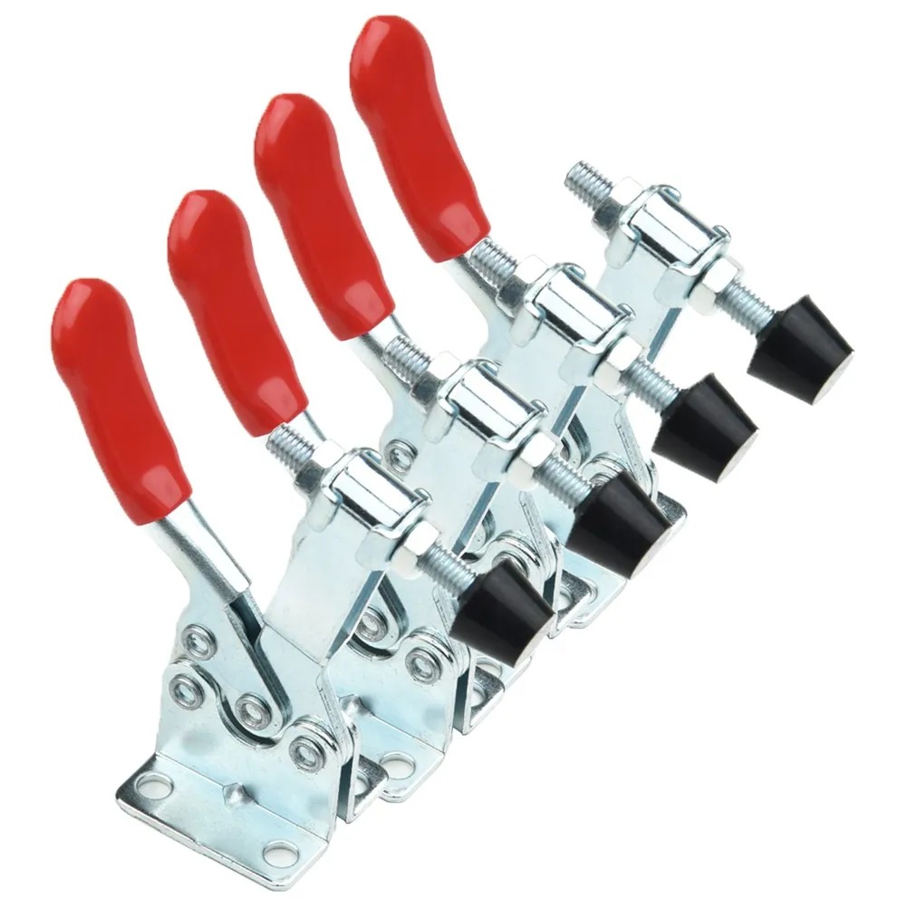 4PCS GH-201B Quick Release Toggle Clamp 100kg Horizontal Clamps Locking Lever Fastener Hand Tool Woodworking Fix Clip Tool