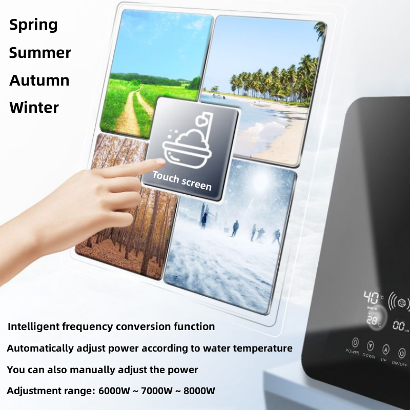HYUNDAI Calentador de agua eléctrico pequeño Calentamiento rápido instantáneo Temperatura constante inteligente Ducha Baño Agua caliente ilimitada Pantalla de visualización inglesa Visualización en tiempo real