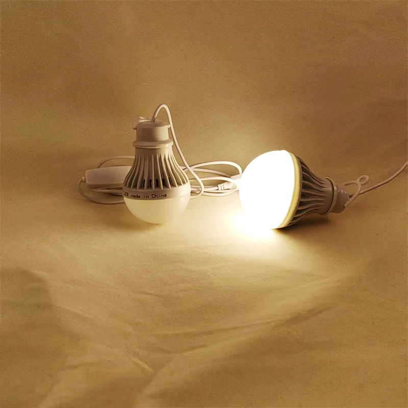 DC5V Led キャンプライト 5 ワット/7 ワット USB 緊急電球 3 色調光可能な吊りテントライトバーベキュー釣り修理屋外機器