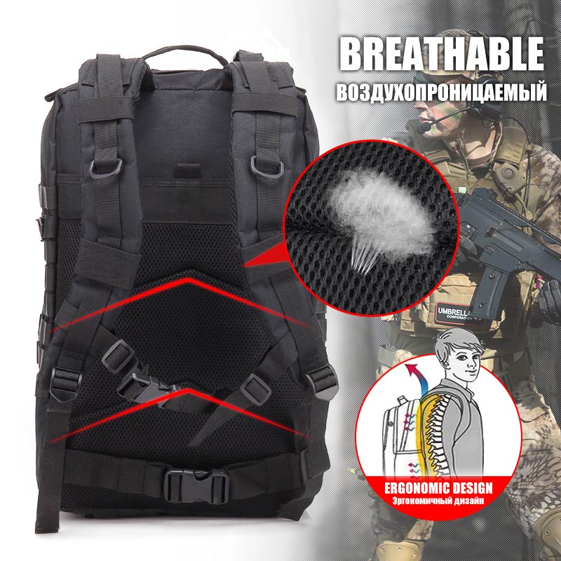 戦術的なバックパック 25L/30L/45L 3 日間アサルトパック Molle システム大型屋外防水リュックサックハイキングキャンプ旅行