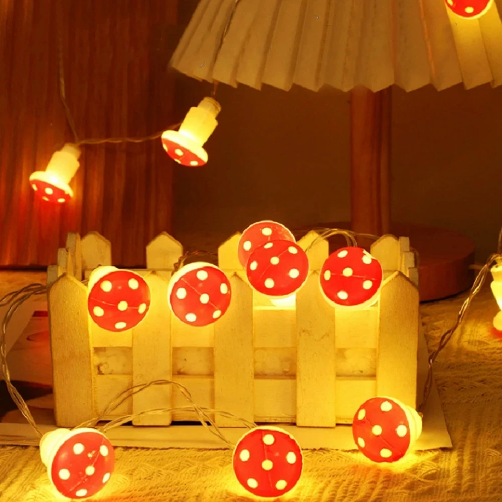 20 Led キノコ LED フェアリーライト USB/バッテリーストリングライトクリスマスパーティーギフト妖精屋内装飾雰囲気ライト