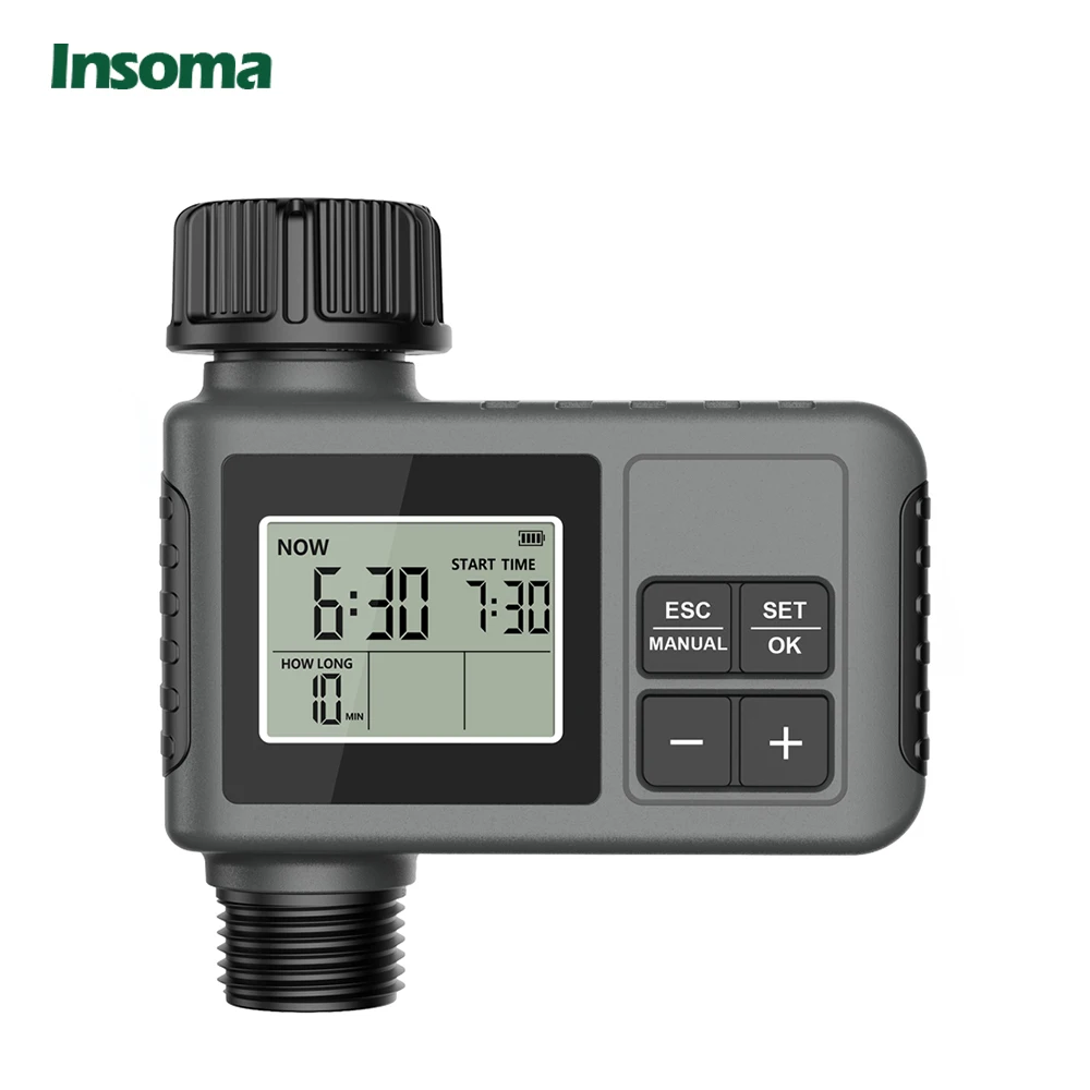 Insoma Automatischer Wassertimer Intelligentes Bewässerungssystem Sprinkler-Timer Gartenprogrammierer Ausrüstung IPX7 LCD-Display
