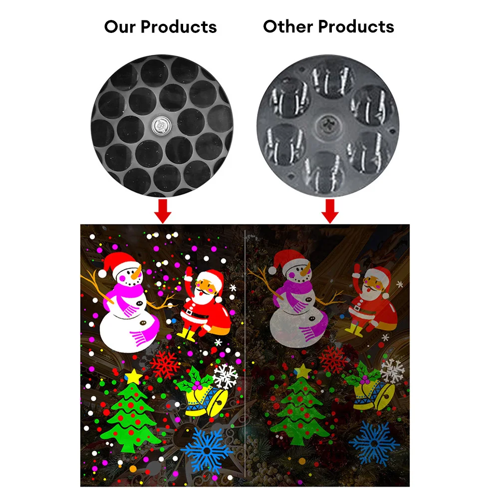Christmas LED Snowflake Projector Light 16 Patterns Rotating Xmas Pattern USB Power Stage Light for Xmas Wedding Party Decor