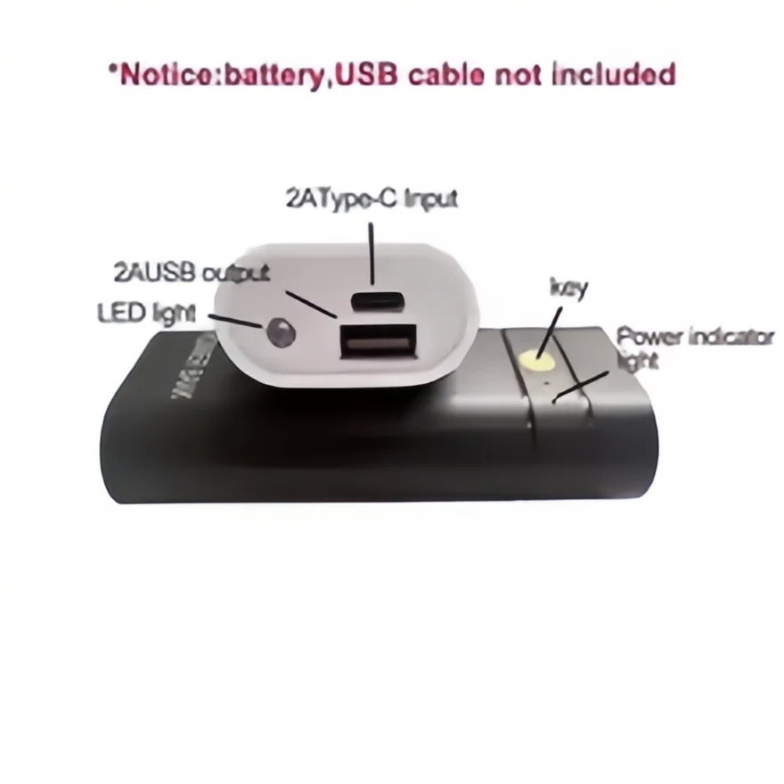 5v 2a 6000mah 2x 18650 usb tipo-c caso carregador de bateria diy caixa de banco de potência para carregamento eletrônico do telefone não incluindo baterias