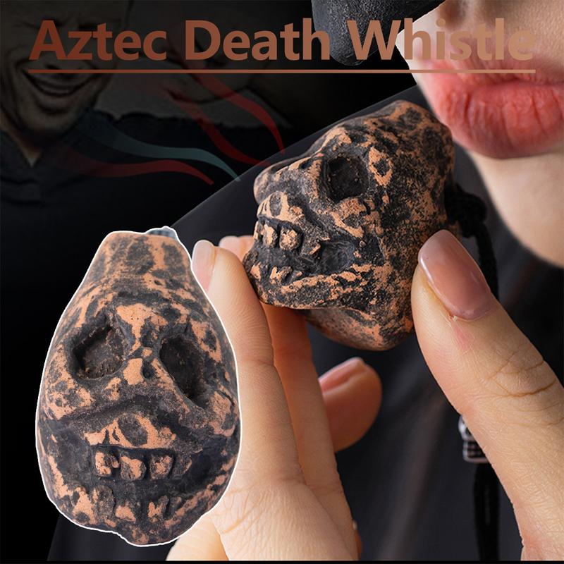 Aztekische Todespfeife, laut, gruselig, realistisch, menschlich schreiende Kampfpfeife, Outdoor, Camping, Notfallpfeife, Totenkopf, Donner, Echos
