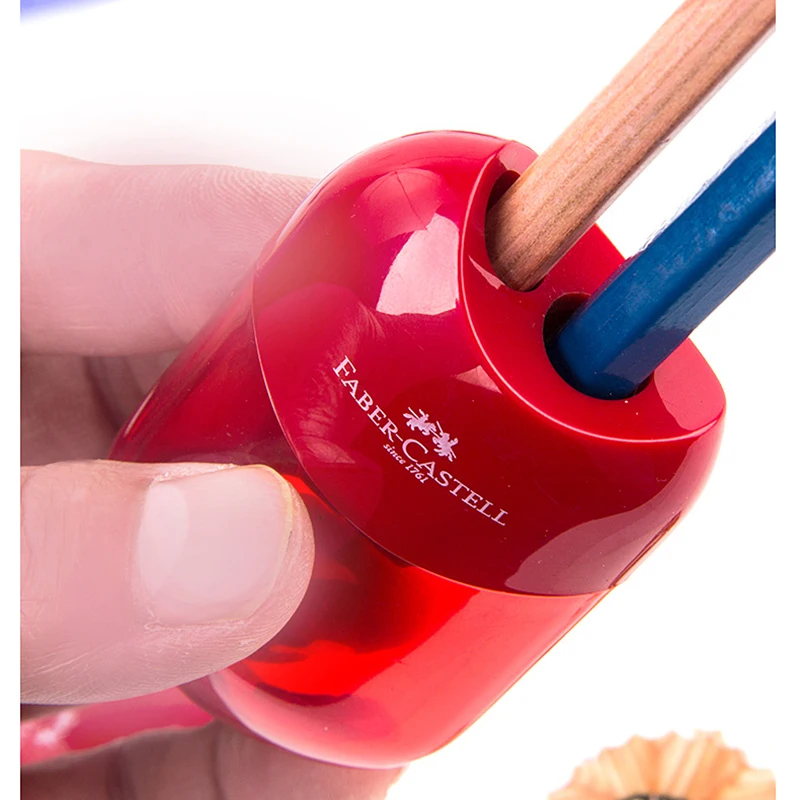 1Pc Doppio Foro Temperamatite Penna Trasparente Coltello Studente per Bambini Taglio Manuale Temperamatite Materiale Scolastico di Cancelleria