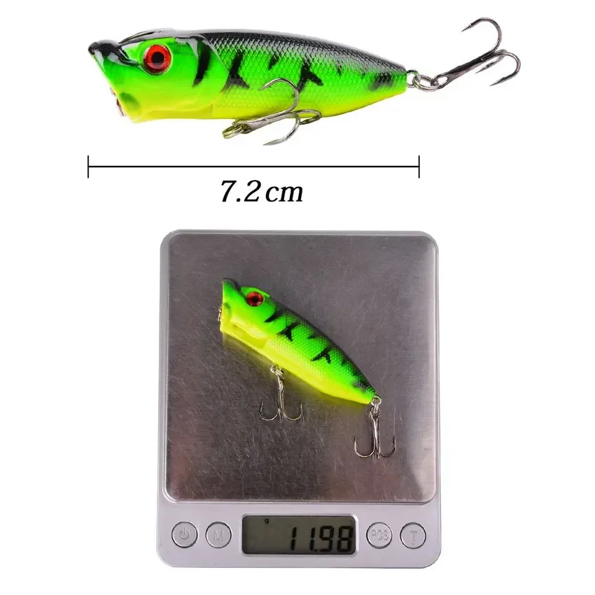 1 pçs 7cm 12g popper isca de pesca dura artificial topwater com 2 ganchos agudos iscas de pesca da carpa wobbler crankbait pesca