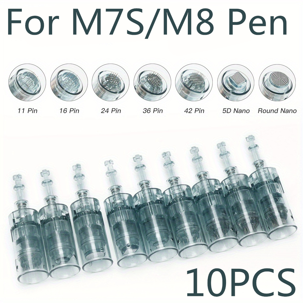 10 Stuks Naald Cartridges Voor M8/M7S Dr Pen Derma Micronneedle Pen Mesotherapie Microneedling 11pin 16pin 24pin 36pin 42pin 5D