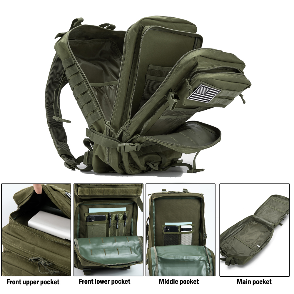 30/50L กระเป๋าเป้สะพายหลังยุทธวิธีสําหรับ Man Hking Outdoor Survival กระเป๋า 3P Assault Pack EDC Molle Pack สําหรับเดินป่าล่าสัตว์กระเป๋า