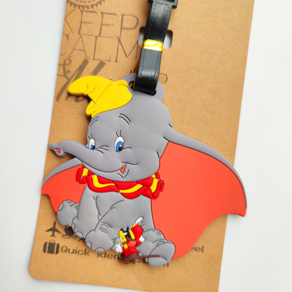 Disney Dumbo New Cartoon Elephant Luggage Tags Silicon Name ID Travel Suitcase Handbag Tag Accessories Portable Label Gift