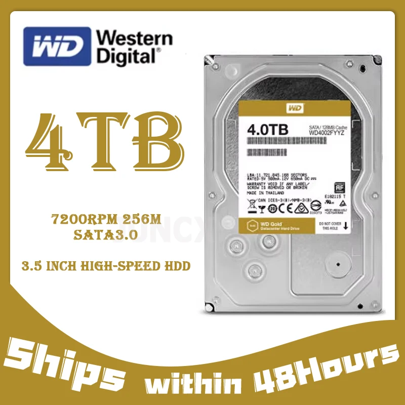 Unidad de disco duro de clase empresarial WD Gold de 4 TB (WD4002FYYZ) - Clase SATA de 7200 RPM 6 Gb/s 128 MB de caché de 3,5 pulgadas