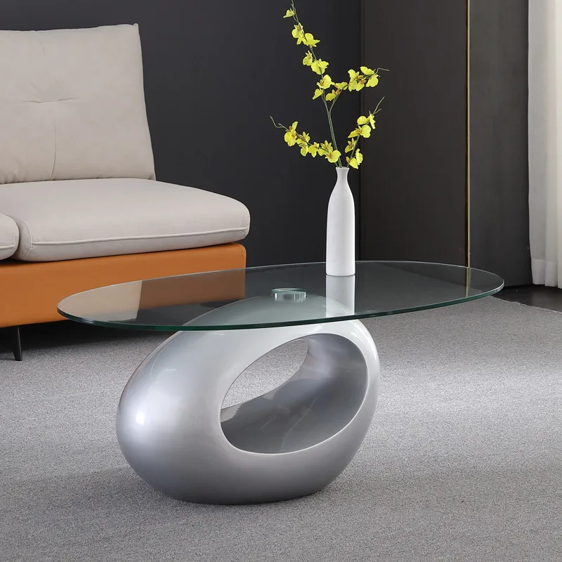 Mesa de centro de vidro nórdico com alto brilho designer sala de estar base oca mesa lateral de vidro temperado mesa central da sala de estar