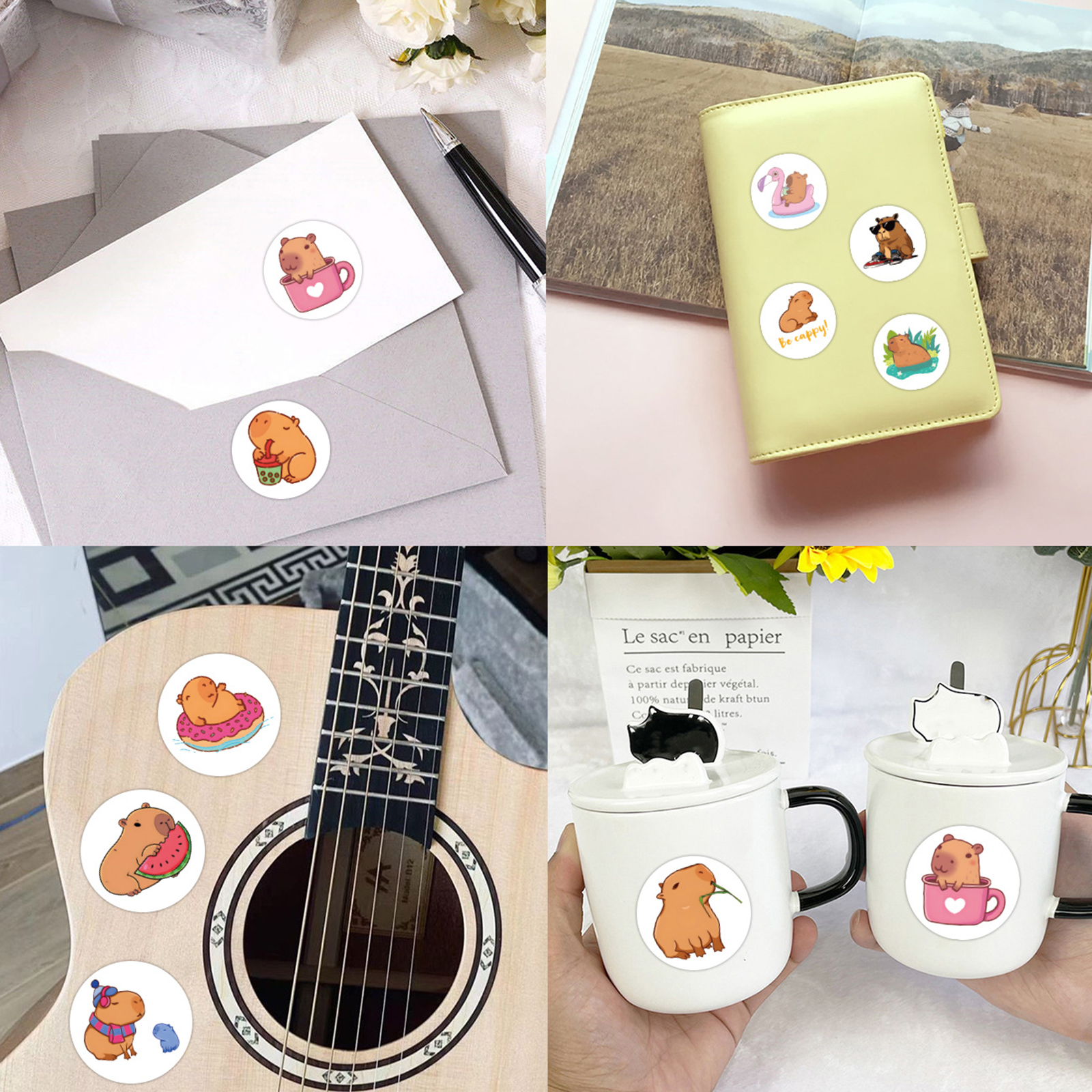 100-500pcs น่ารักอวบ Capybara การ์ตูนสัตว์สีน้ําตาลสติกเกอร์ DIY สมุดภาพโทรศัพท์รางวัลซีลป้ายสติ๊กเกอร์ติดผนังของเล่นเด็ก