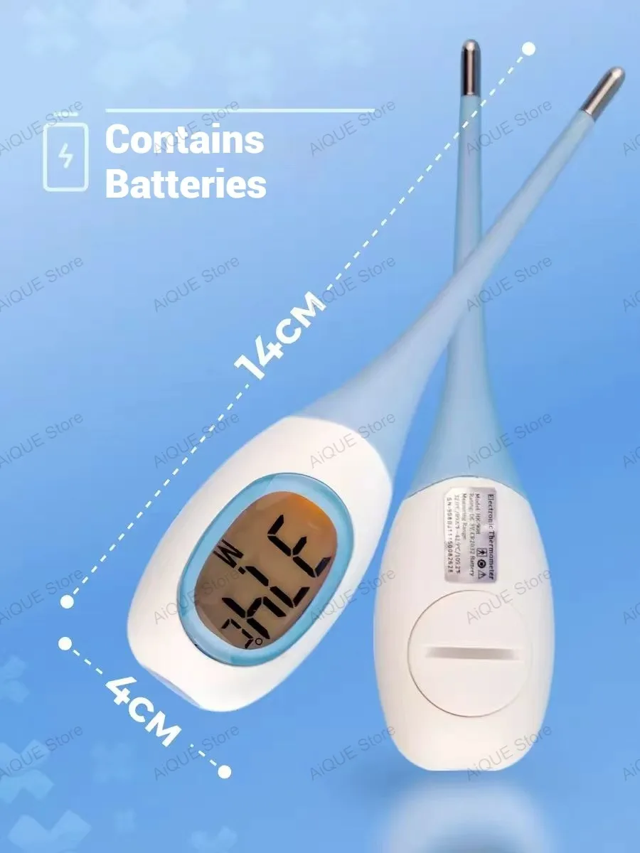 AiQUE Fast 8s Thermometer Backlit Soft Probe Digital Fast Fever Waterproof Oral Underarm Temperature Meter Febril Child Adult