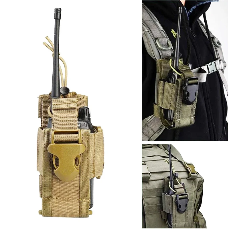 Nuovo supporto per walkie-talkie tattico regolabile Custodia per radio Custodia per interfono da caccia Borsa per radio Molle in nylon per esterni