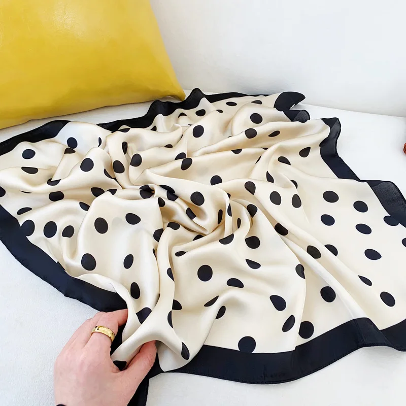 70*70 см модный носовой платок в горошек шелковый атласный шарф для женщин маленькие шали шарфы для волос женские сумки шарфы для женщин