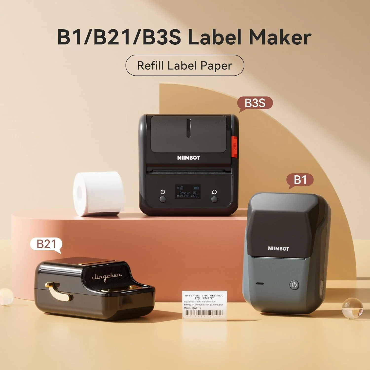 NiiMBOT B21 B1 รอบสติกเกอร์โปร่งใสสีขาวกาวกระดาษความร้อนกันน้ําสําหรับ B31 B3S Mini แบบพกพา Label Maker