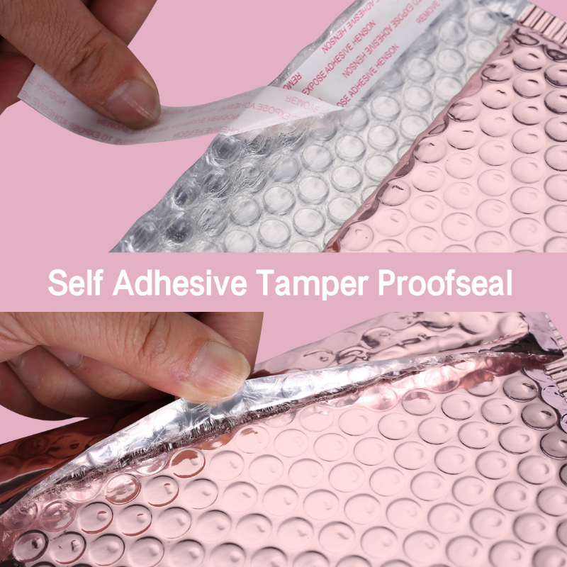 10 ピース/ロットローズゴールドメタリックバブルメーラー箔パッド入りバッグアルミメッキ郵便袋ギフト包装パッド入り配送封筒