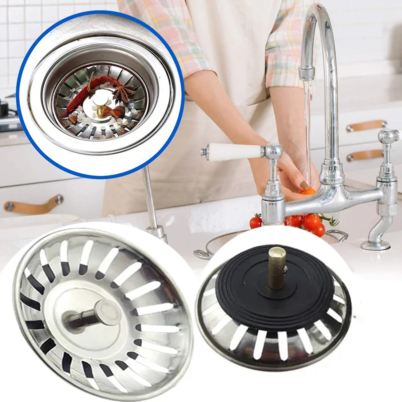 Pia de cozinha em aço inoxidável, filtro de esgoto, rolha de drenagem de pia, filtro anti-entupimento, dreno de chão, acessórios de cozinha