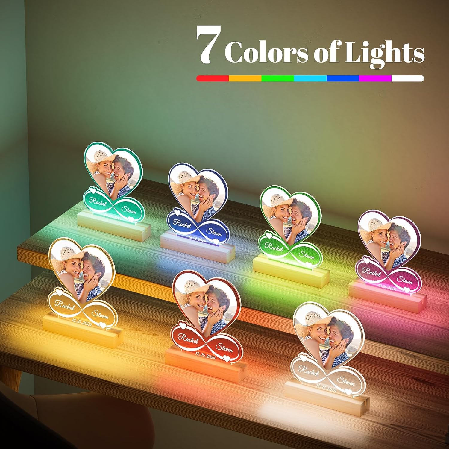 Personalized Custom Photo Text 3D Acrylic Lamp Customized Bedroom Night Light Valentine's Day Wedding Anniversary Birthday Gifts