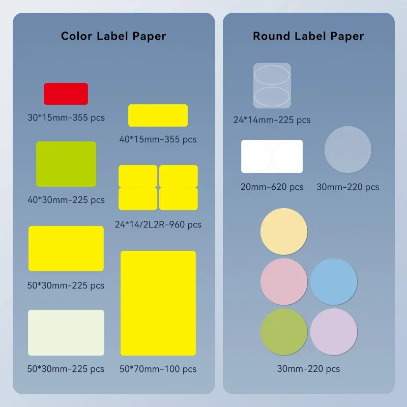 Niimbot M2 Carta per etichette a trasferimento termico Nastro per stampa a colori Bianco/Argento/Trasparente/Etichette adesive per cavi Stoccaggio a lungo termine