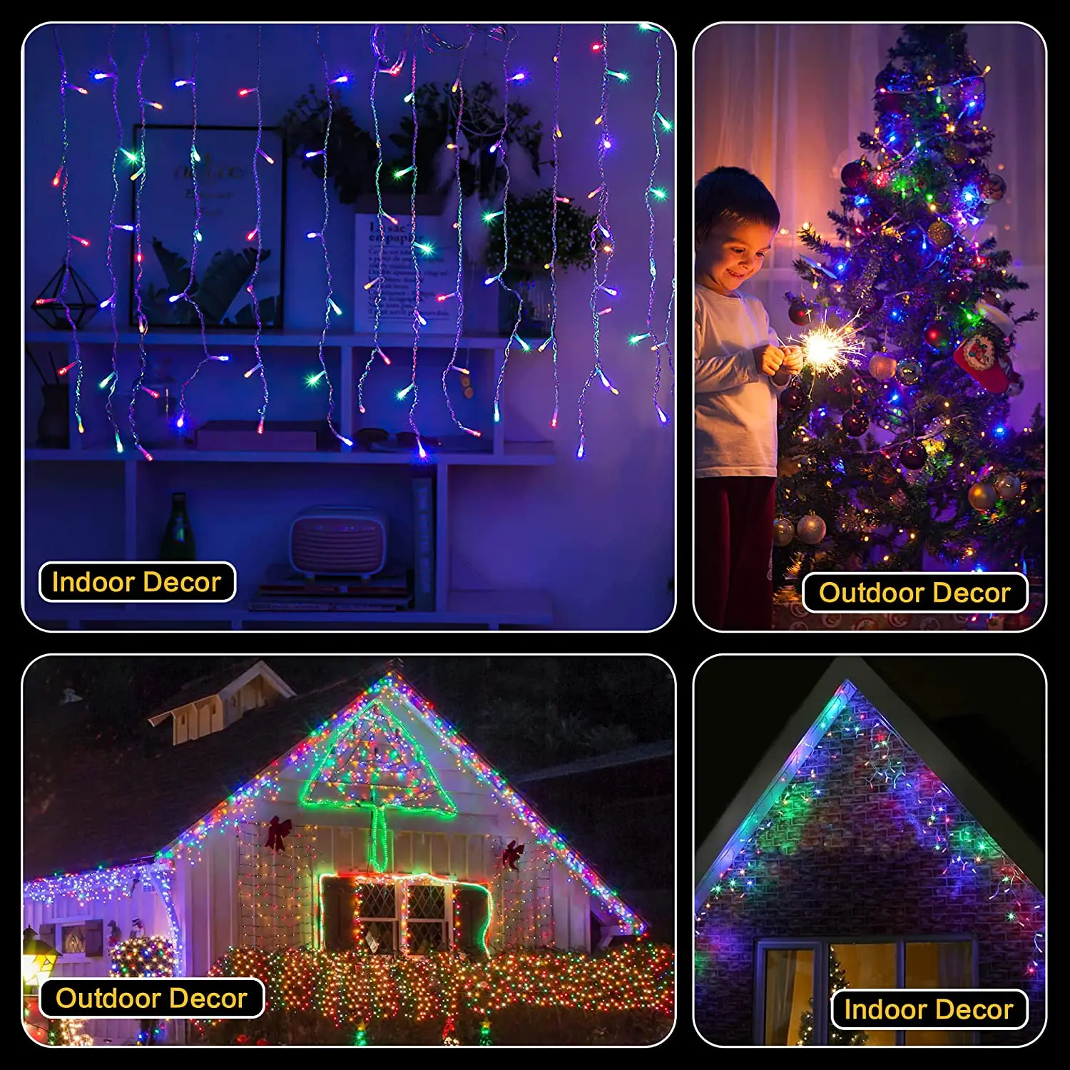 Christmas Decoration 2025 Festoon Led Icicle Curtain Light 4M*0.4/0.5/0.6M EU Plug Multicolor String Lights New Year Eve 2026