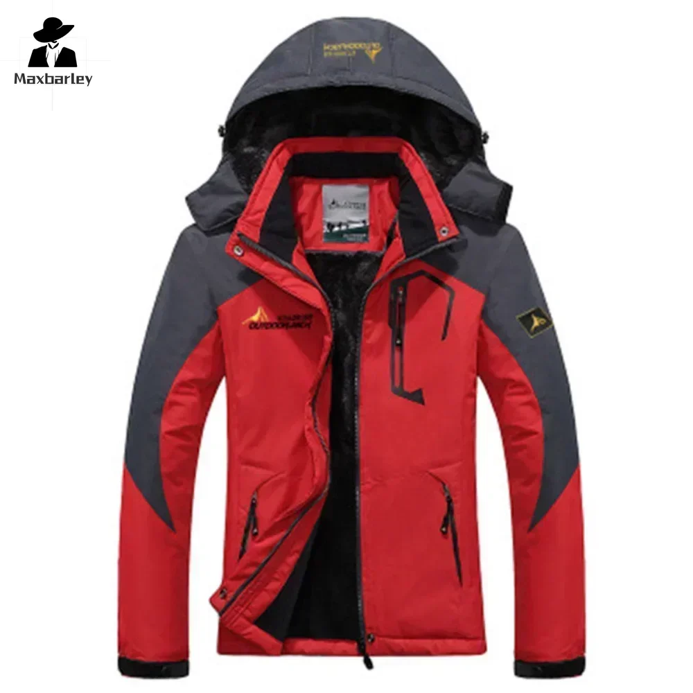 Parka de inverno masculino windbreak mais grosso quente à prova de vento casacos de pele masculino retro com capuz anorak jaquetas de inverno dos homens terno de esqui