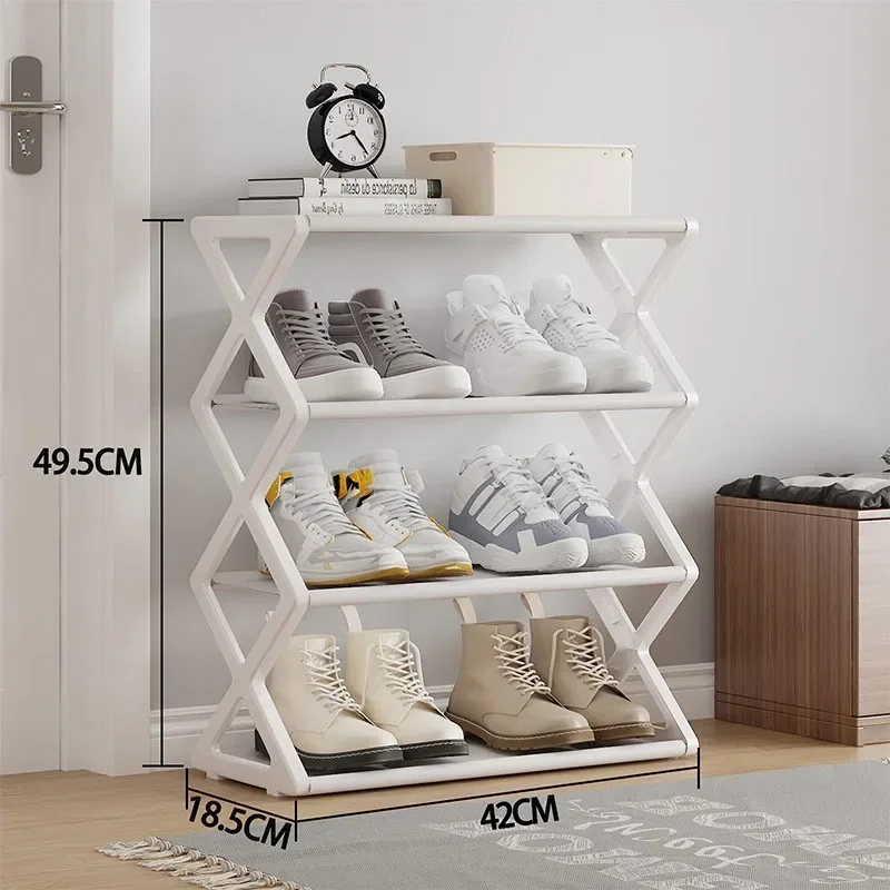 4 ชั้น Simple ชั้นวางรองเท้า Trapezoidal รองเท้า Organizer ประหยัดพื้นที่ห้องนั่งเล่นมัลติฟังก์ชั่ประกอบชั้นวางรองเท้า Home Supplies