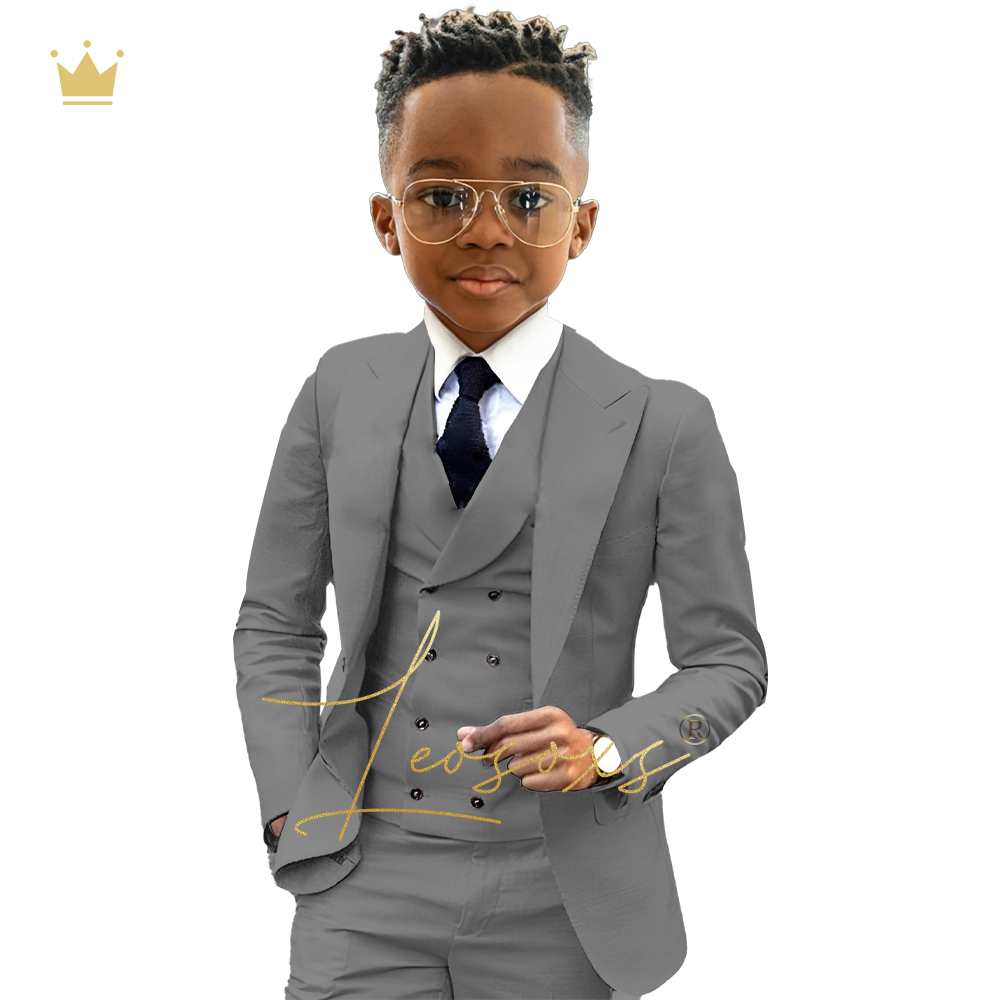 Jungen formeller Anzug 3-teiliger Anzug (Jacke, Weste mit grünem Kragen) benutzer definierte Hochzeit Geburtstag Warteschlange Feier Anzug