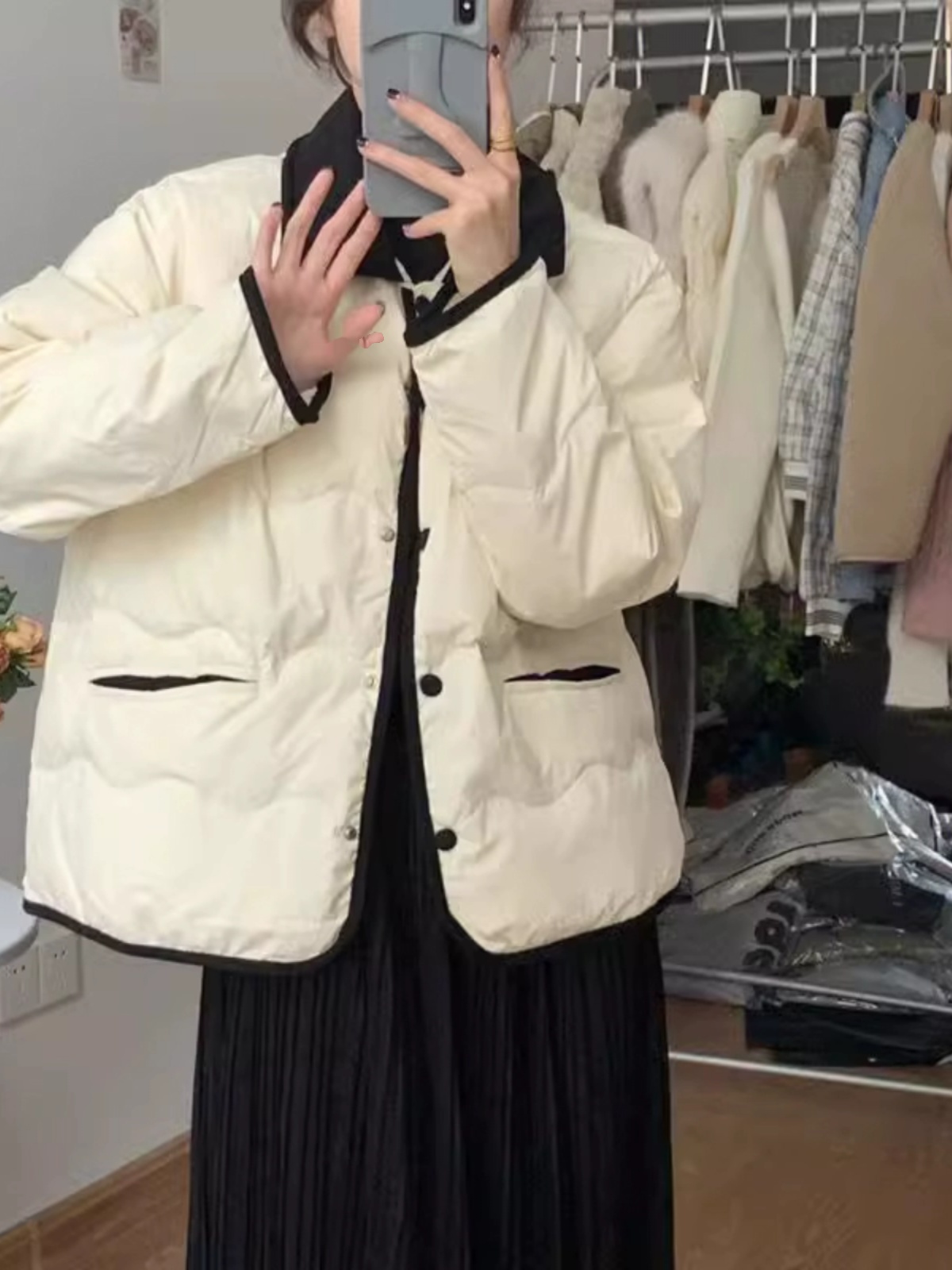 Trendy Short Cotton Jacket Women's Winter Outerwear Loose Design Korean Sle Commute Fashion Age-Defng Small Size