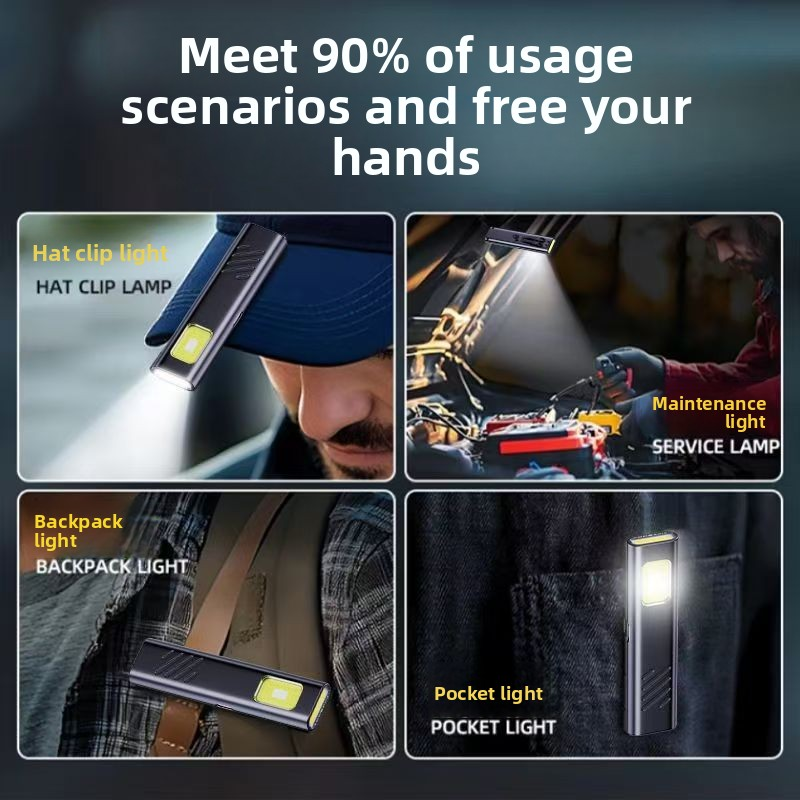 Rechargeable Mini LED Keychain Flashlight 800LM Portable Magnetic Pocket Torch Light for Work, Camping, Emergency, Car Use