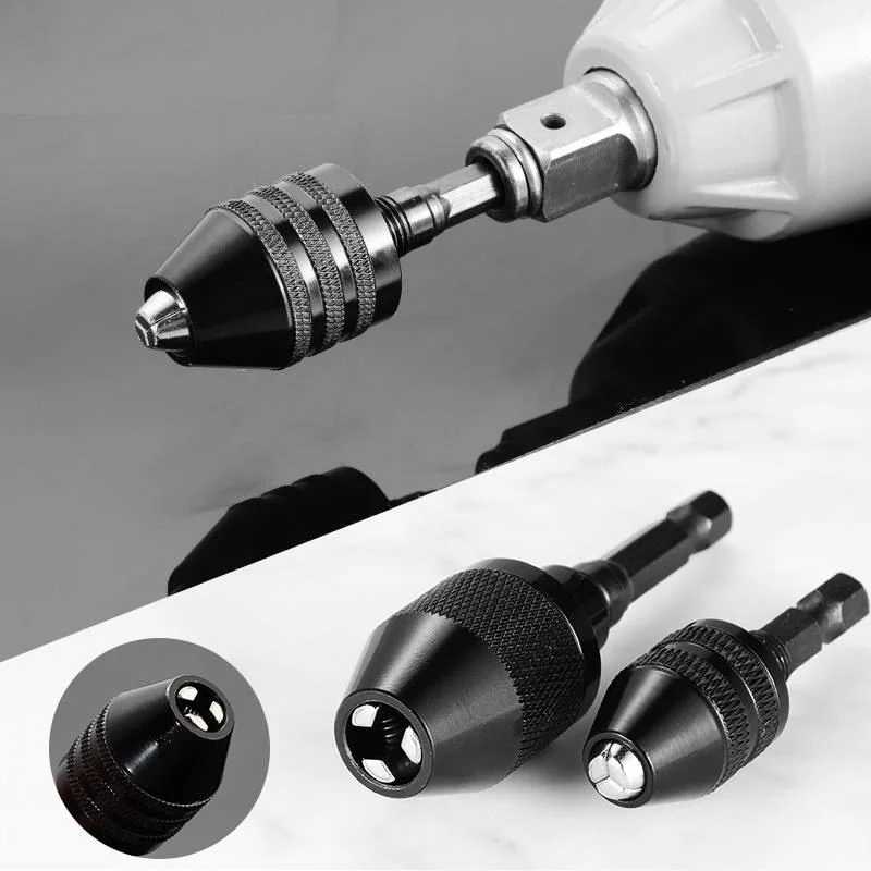 Mini Keyless Chuck Electric Drill Bits Collet Converter Extension Screwdriver Drill Adapter Fixture Tool 1/4" Hex Shank Change