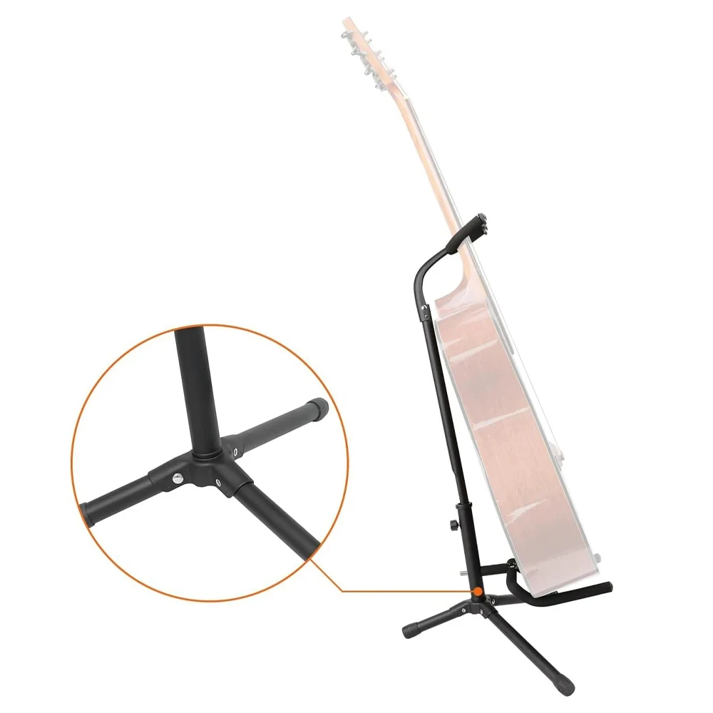 Soporte de guitarra universal portátil - Soporte individual plegable con cerradura de seguridad para viajes - Diseño de trípode compacto