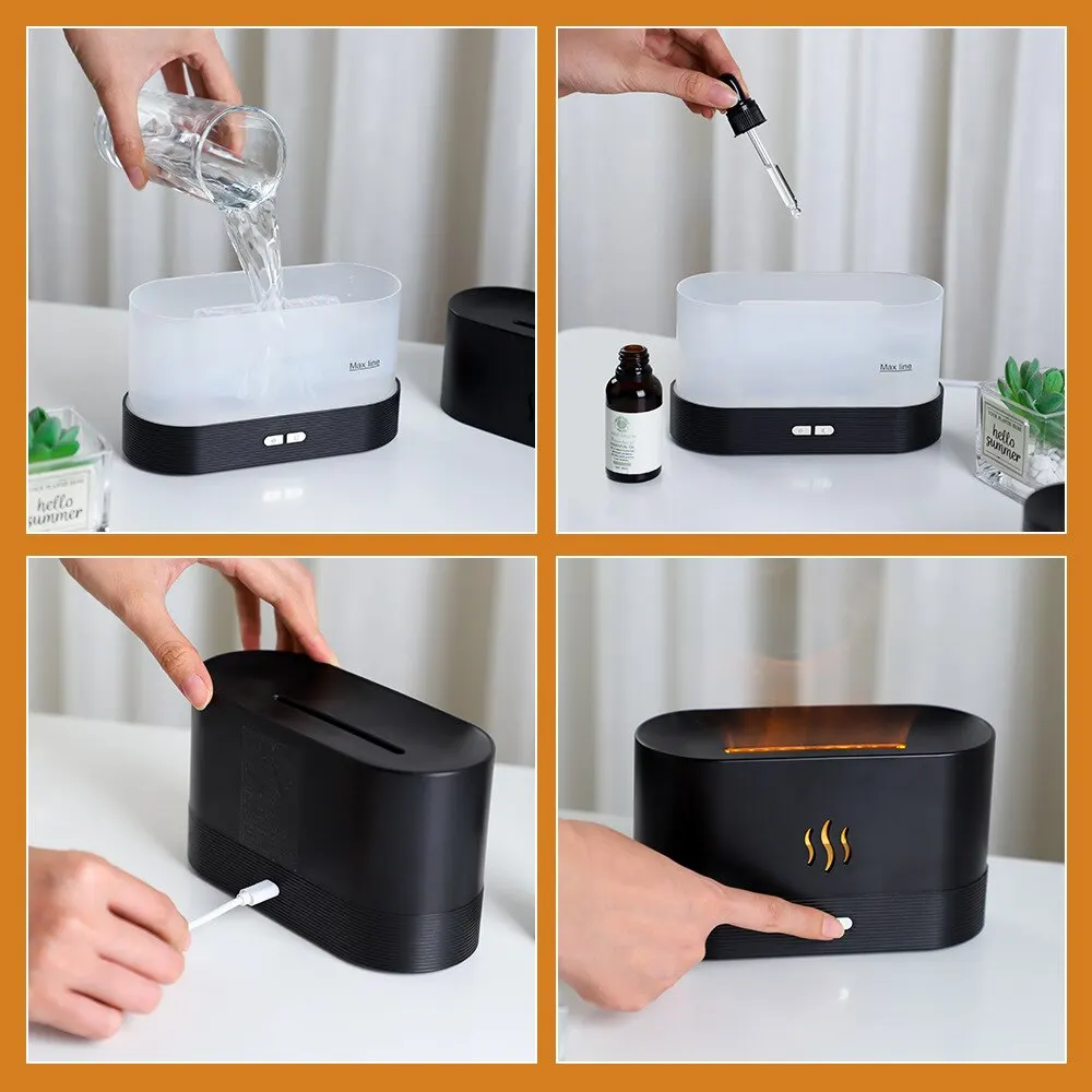 Humidificador De Perfume Umidificador De Ar Ultrasônico Com Máquina De Fragrância De Chama Colorida Simulação De Iluminação