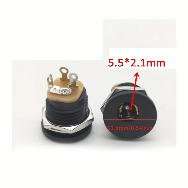 5 คู่ DC12V 5.5x2.1 มม.พลาสติกชายปลั๊ก DC Power Socket แจ็คสกรู Nut Panel Mount Connector