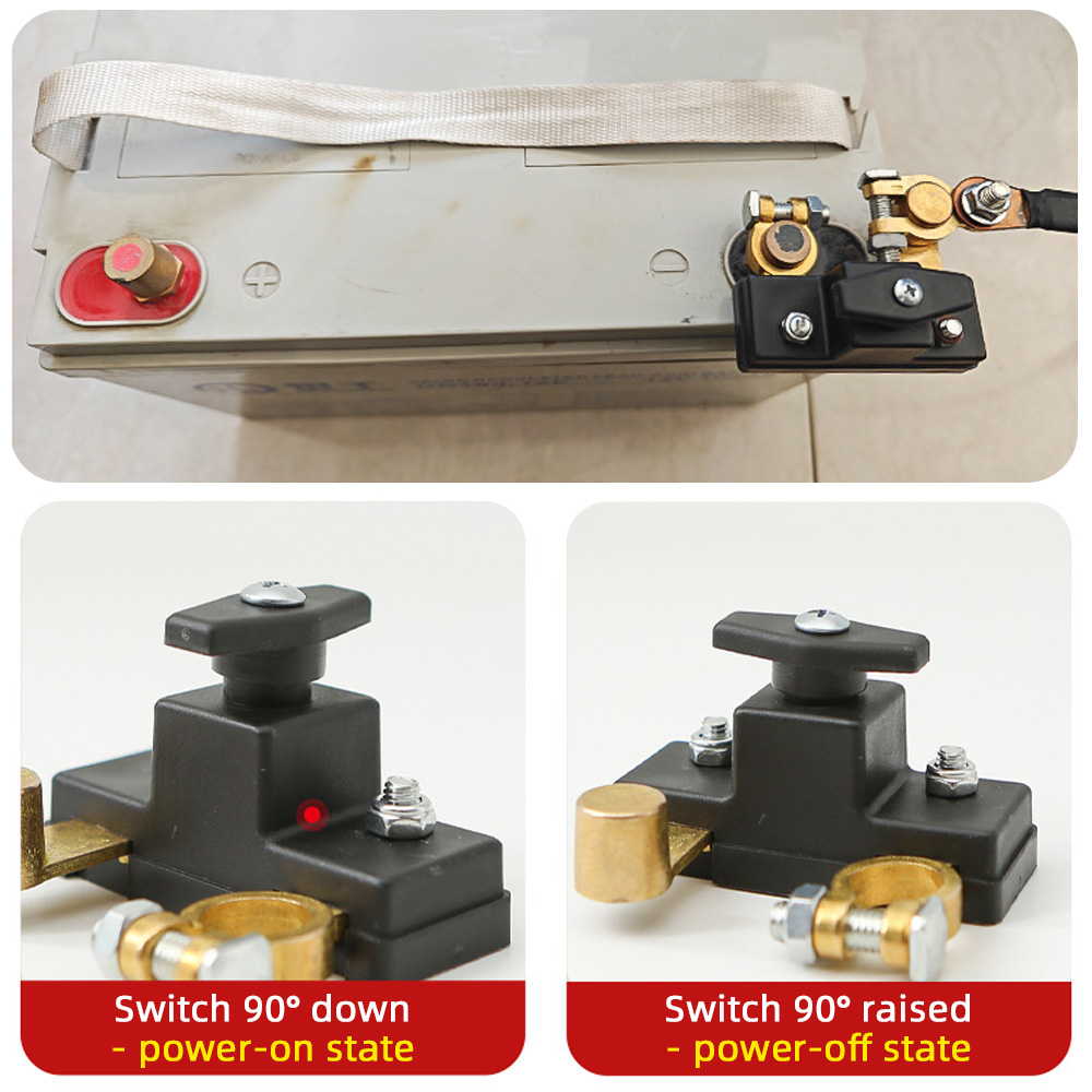 Interruptor de desligamento negativo de latão com bateria 100 A, interruptor mestre de desconexão da bateria, interruptor de corte/desligamento de energia 12-24V, bateria D