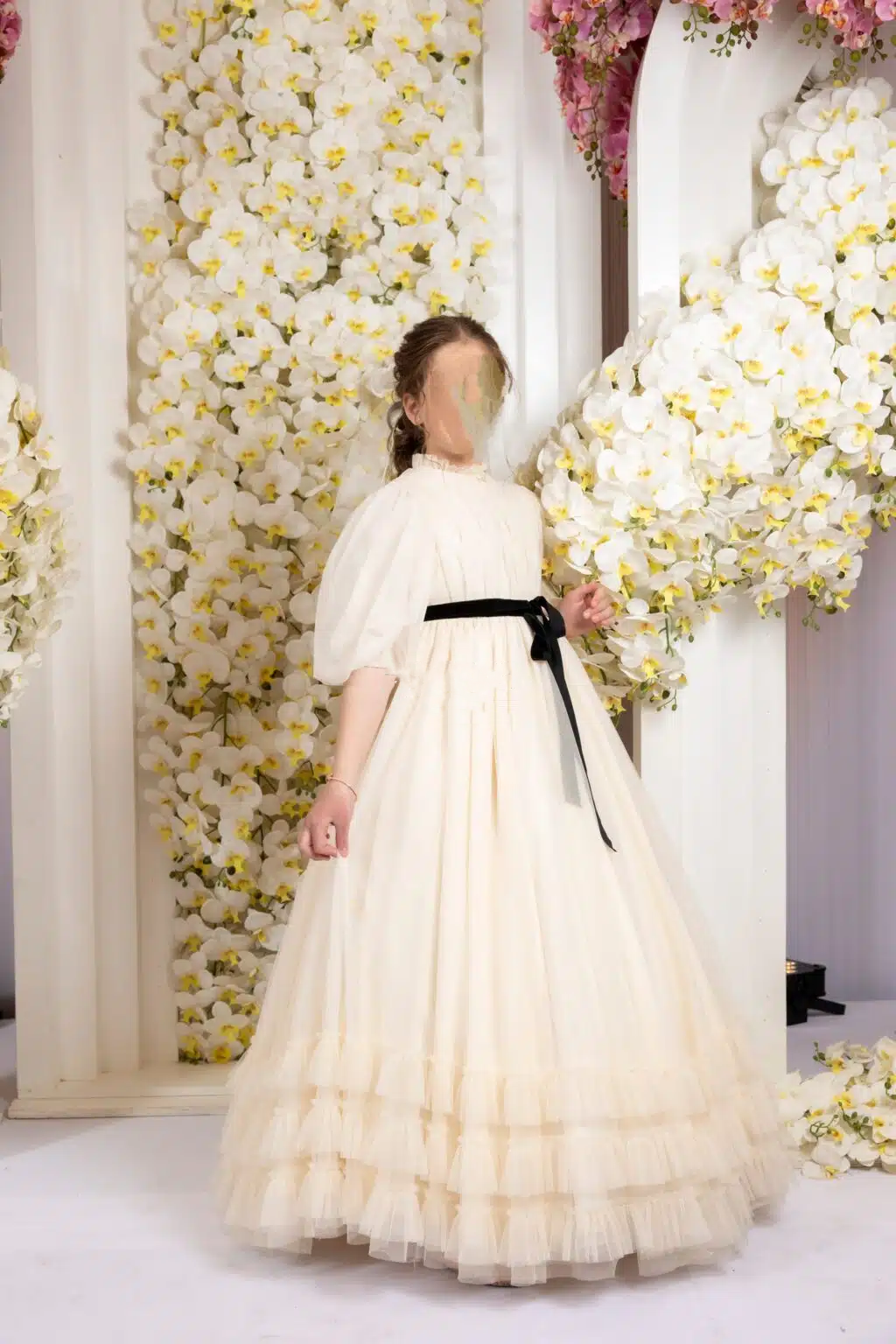 Weißes, elfenbeinfarbenes Tüll-Blumenmädchenkleid für die Hochzeit, Perlen, Spitze, Prinzessin, Festzug, Geburtstag, bauschige Mädchenkleider