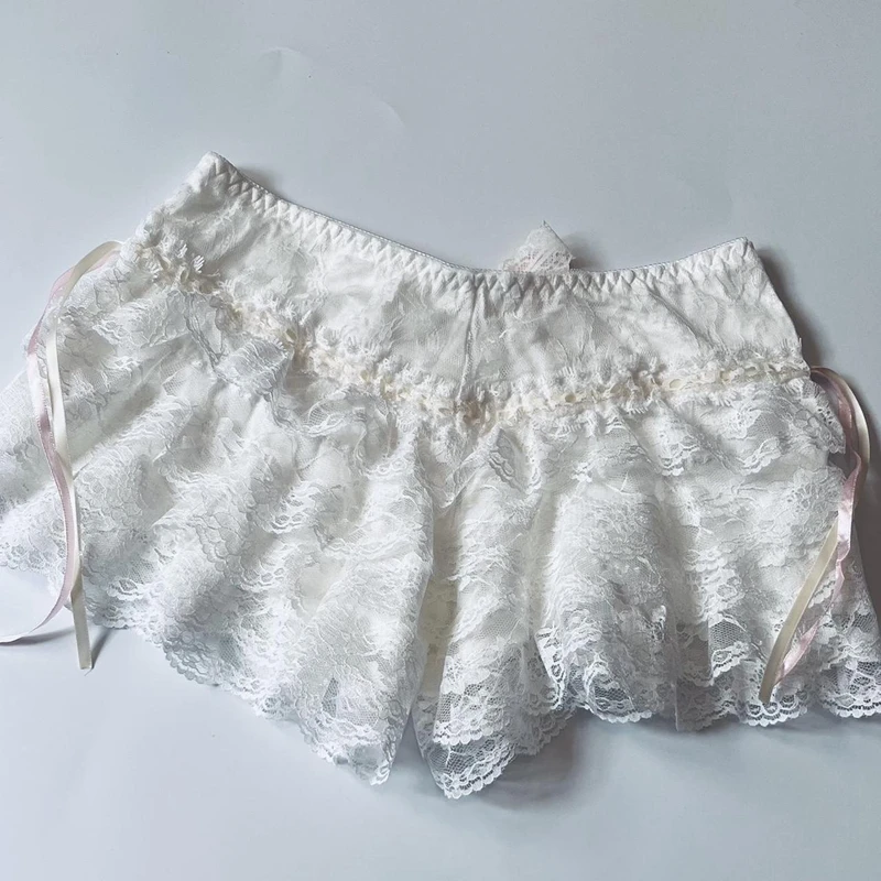 가오노 여성용 러플 블루머 레이스 레이어드, 귀여운 로리타 호박 바지, 섹시한 소년 반바지, 티어드 하의, 페어리 Y2k 페티팬츠
