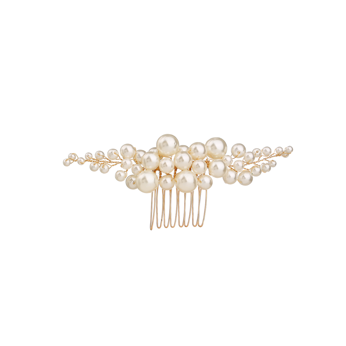 Elegante pettine per capelli da sposa con perle, pettine laterale da sposa, ornamento per capelli da sposa per donne e ragazze (Oro)
