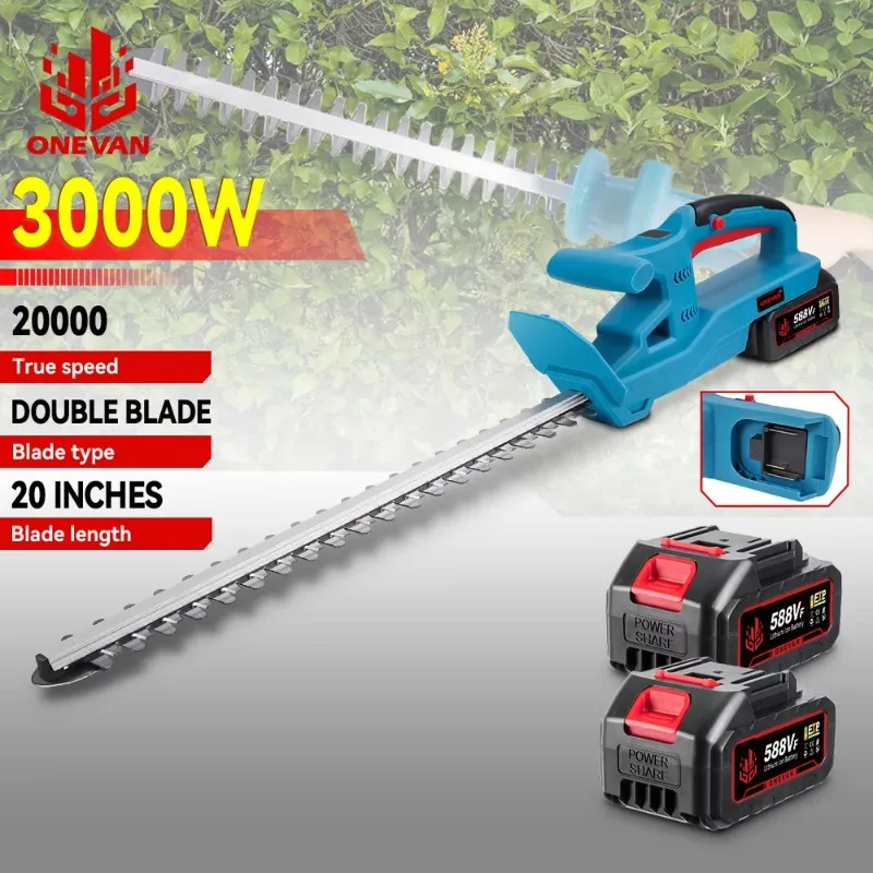 ONEVAN 3000 Вт электрический триммер для живой изгороди 20 дюймов 20000 об/мин газонокосилка садовый секатор для живой изгороди литий-ионный аккумулятор электроинструмент