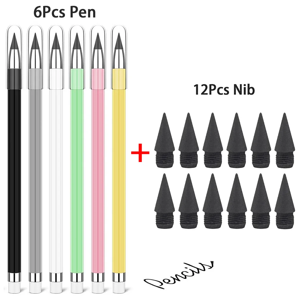 6/12/18pcs Inktloos Potlood, Forever Potlood Herbruikbare Eeuwige Onbeperkt Potlood Schrijven Tekening Studenten Kantoor Schoolbenodigdheden
