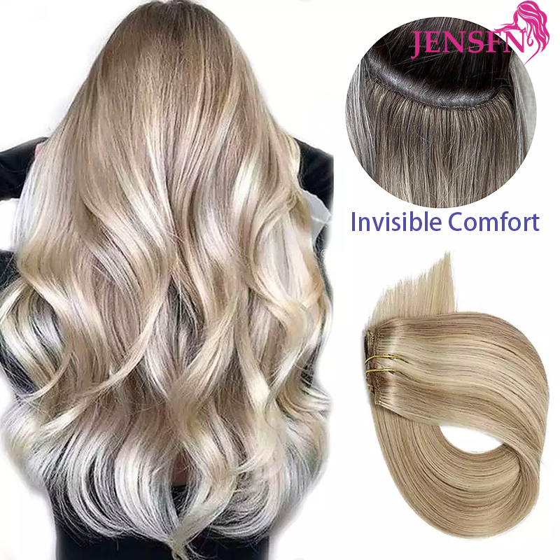 JENSFN Recht 100% Echt Menselijk Haar Inslag Bundels Extensions 50 g/stks 16 "-24" Remy Natuurlijk Haar Naaien In Weeft Bruin Blonde Kleur
