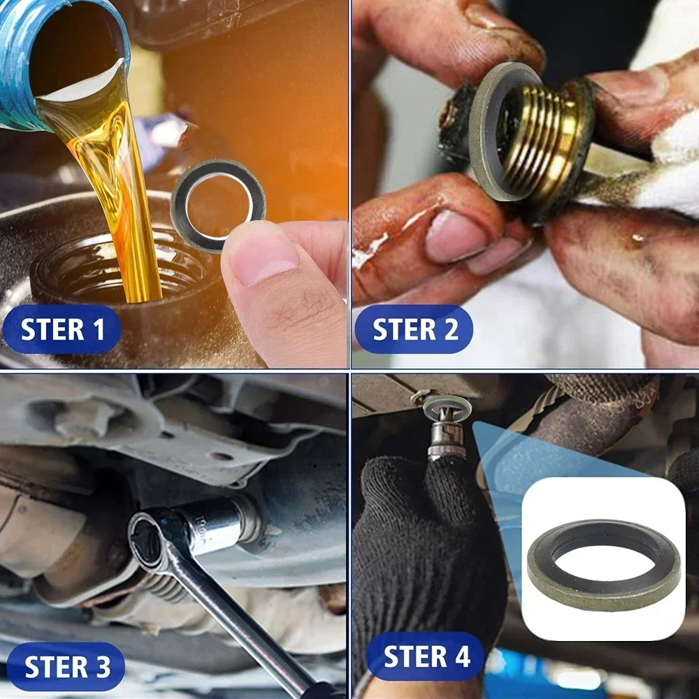 Junta de tapón de sumidero de M6-M16, tornillo de drenaje de aceite de coche, arandela de sellado combinada, junta de sellado adherida, junta combinada de junta tórica resistente al aceite