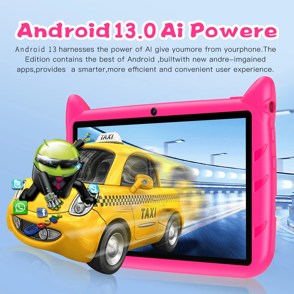 子供のためのAndroidタブレット,4GB RAM,64GB ROM,7インチ,wifi,4000mAh,bt,pc,素敵なギフト,Android 13