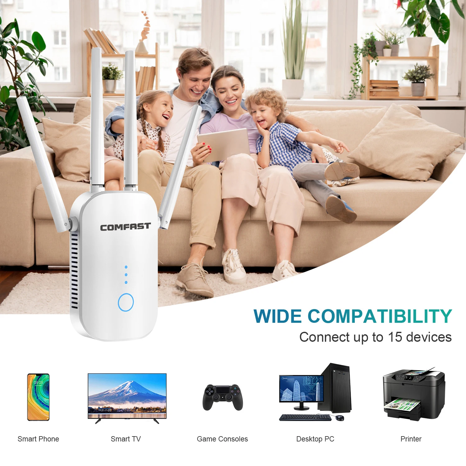Extensor WiFi de doble banda de 1200Mbps, 2,4G y 5GHz, repetidor WiFi 802.11AC, potente enrutador inalámbrico/AP AC1200, amplificador de rango Wi-Fi Wlan