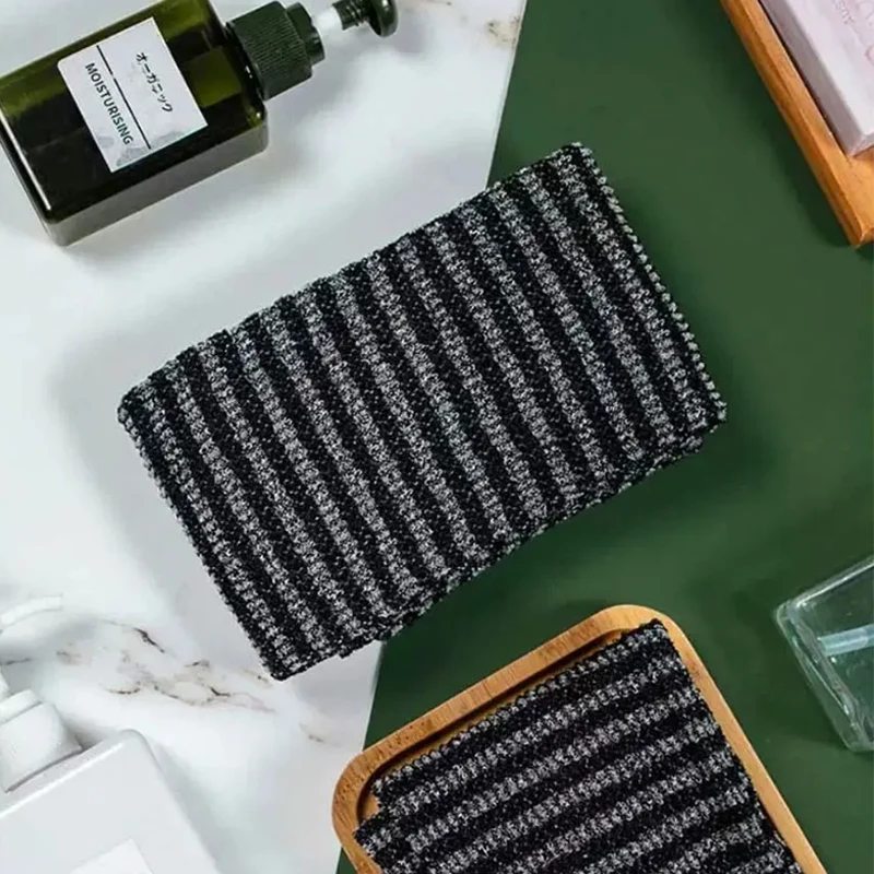 Toalla para frotar para tomar una ducha, herramienta de tira larga para tirar hacia atrás, tira de ducha de doble cara para frotar barro indoloro