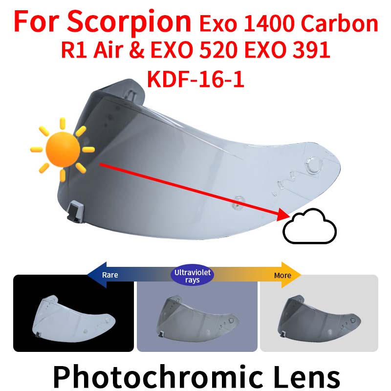 Фотохромный козырек Для скорпиона exo 1400, EXO r1 air& exo 520/391 козырьки Шлем KDF-16-1 Покрытие линз УФ-защита Очки