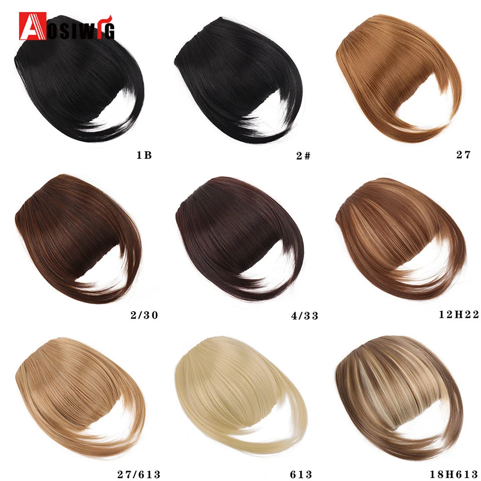 Aosi 6 polegada sintético falso sem corte franja de ar clipe em extensões de cabelo franja falsa peruca para mulheres clipe em franja cabelo falso